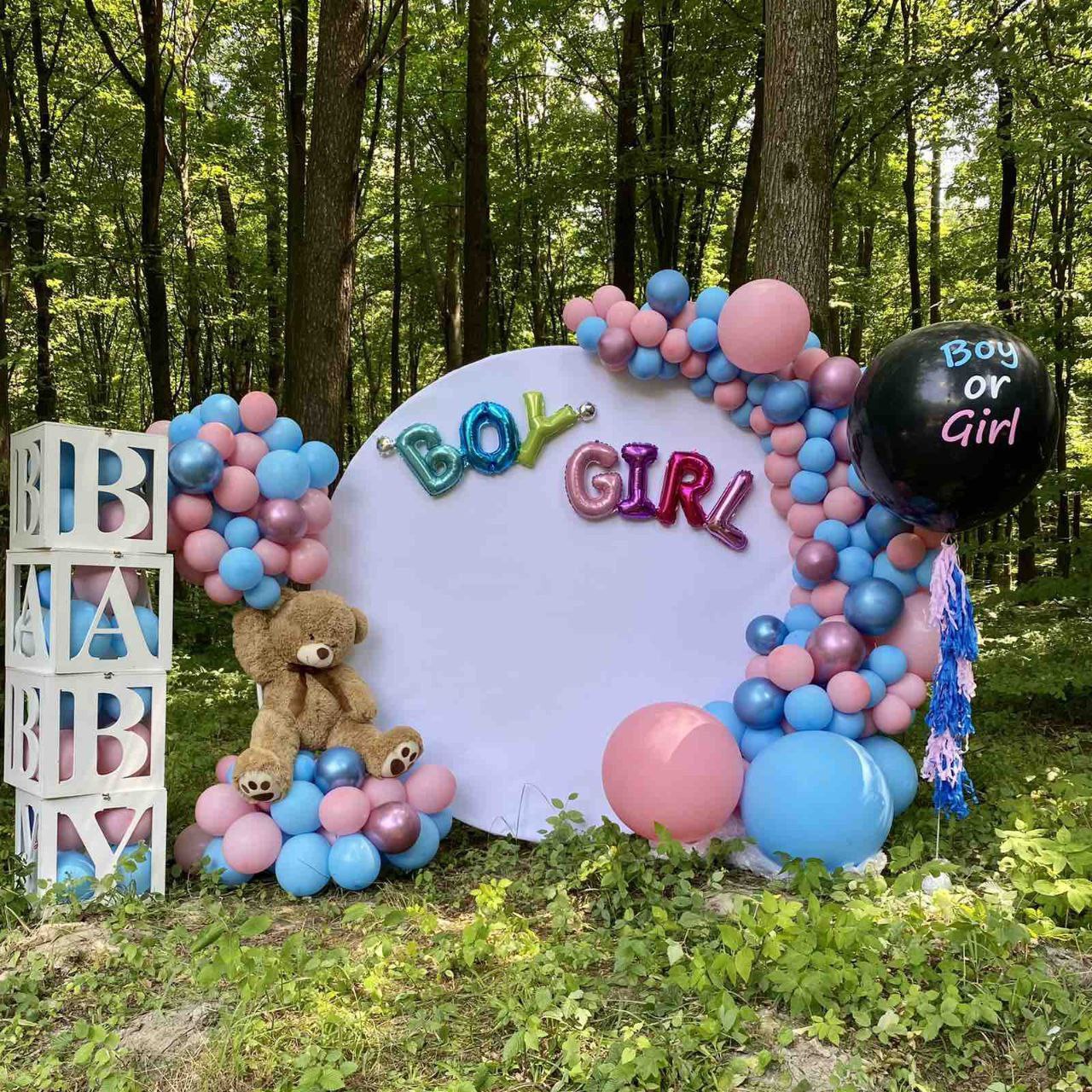 Фотозона на гендер паті з кулькою для визначення статі